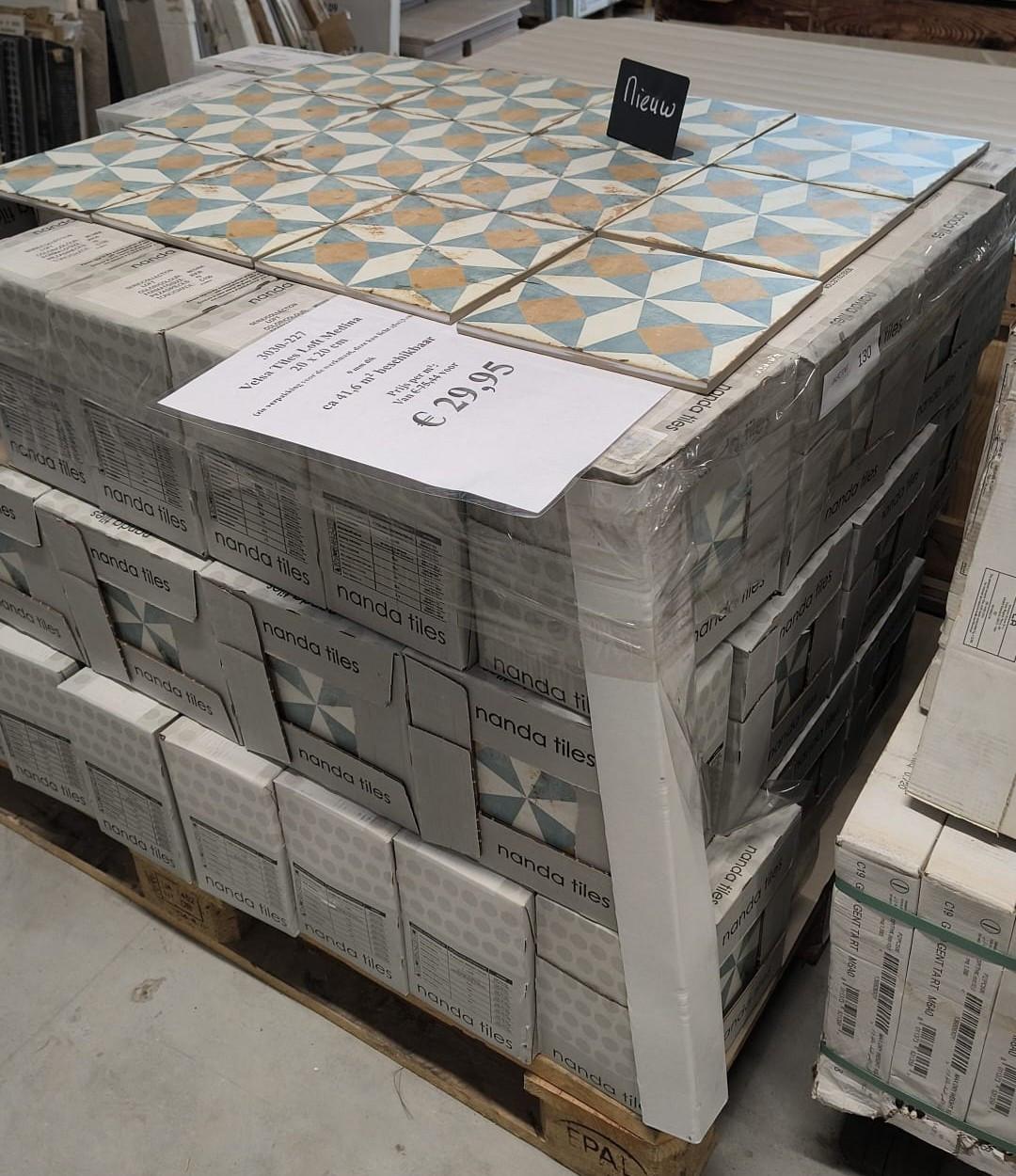 3030-227 Vintage-look decor tegels, blauw/beige/ivoor, van € 75,44/m² voor