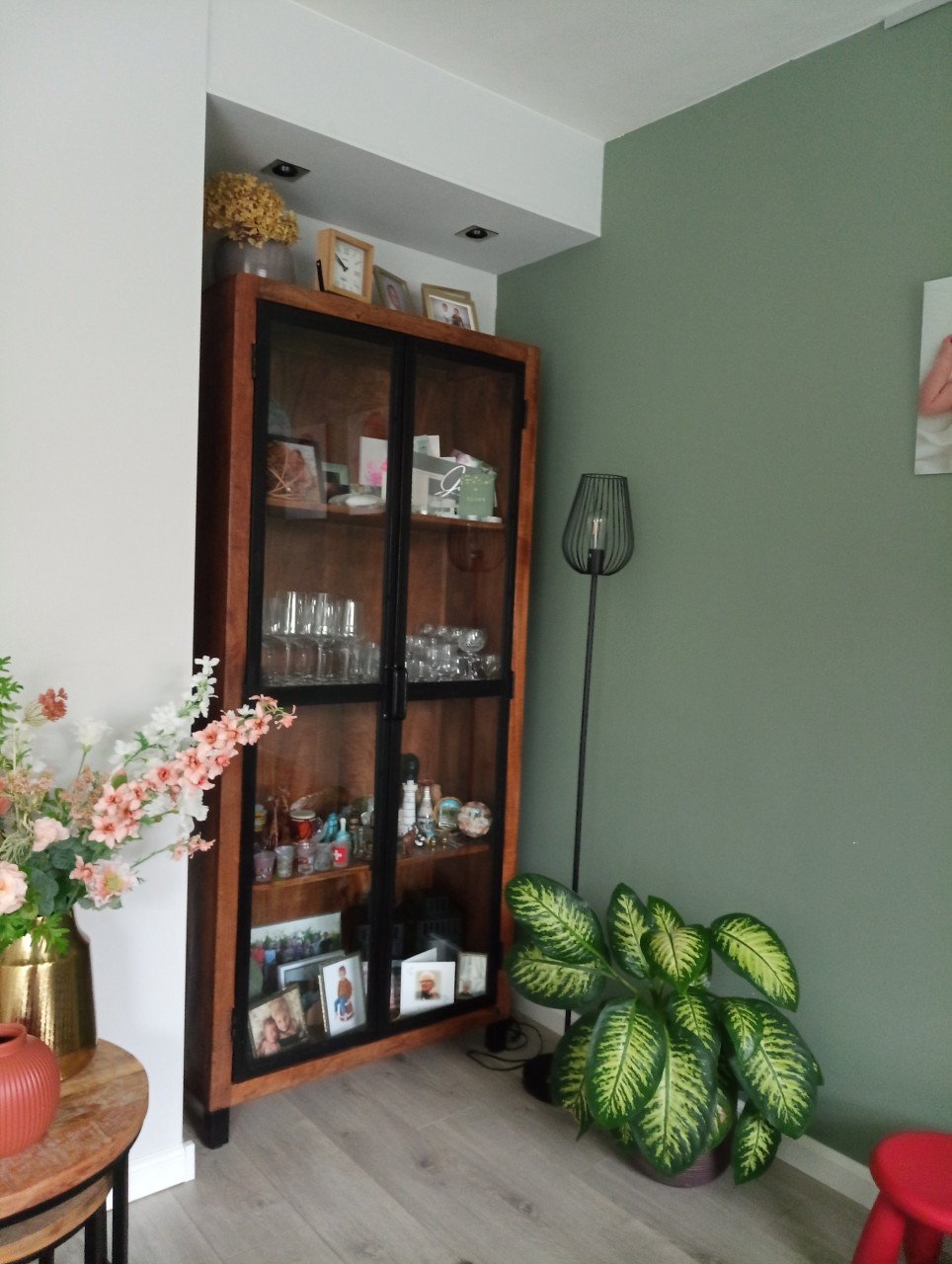 Vitrinekast mangohout zgan!