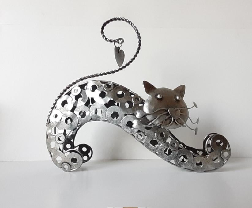 Poes, kat metalen decoratie
