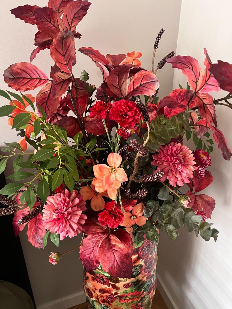 Zijdebloemen inclusief vaas