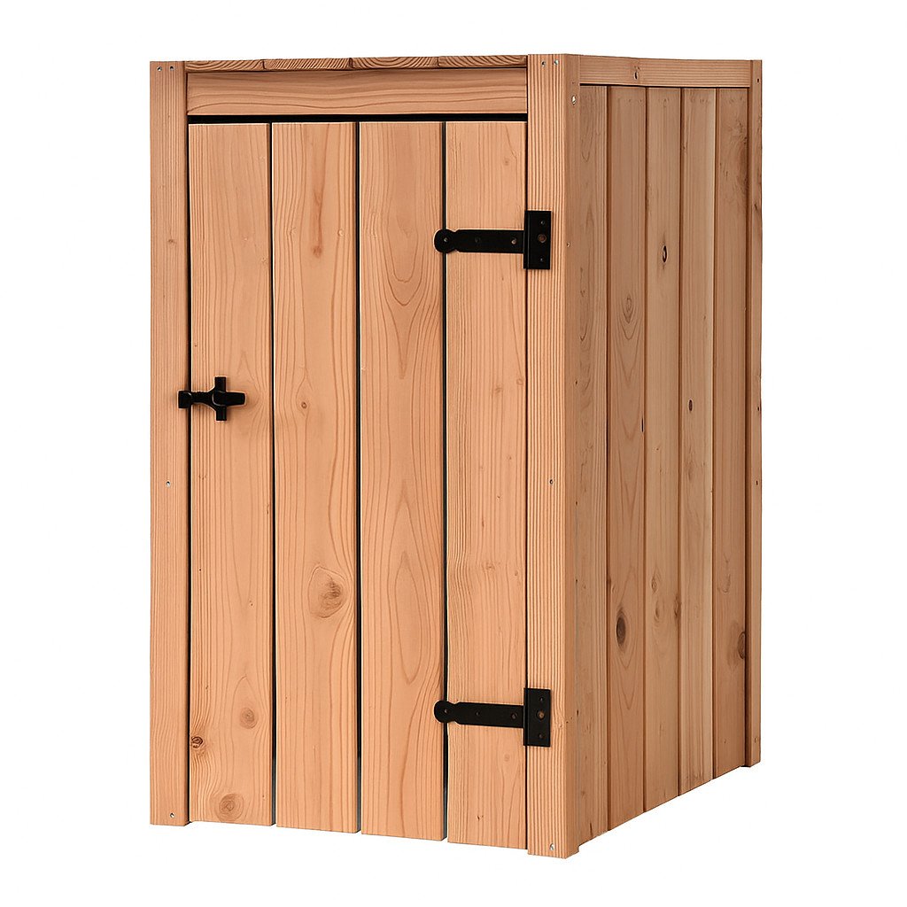 Houten container ombouw op maat gemaakt.