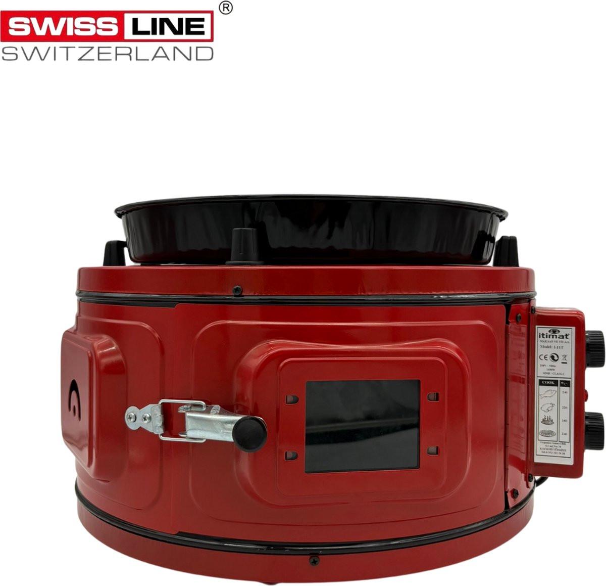 Itimat Ronde elektrische oven - vrijstaand - thermostaat - ROOD