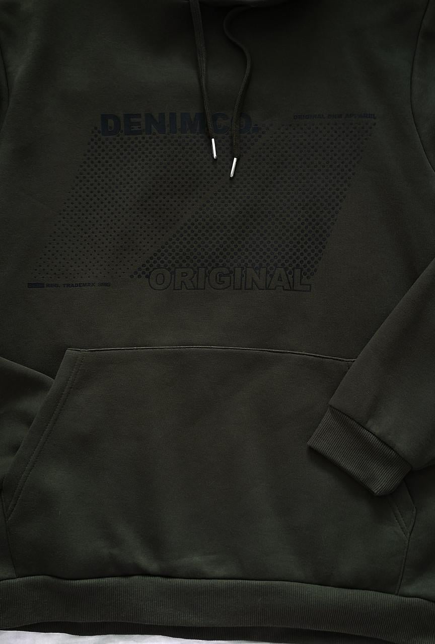 Hoodie, nieuw, mt XL, legergroen met print New Yorker