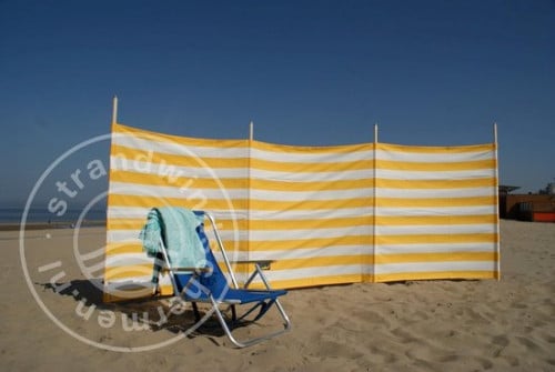 Strandwindscherm geel-witte strepen, 4 meter z.g.a.n.