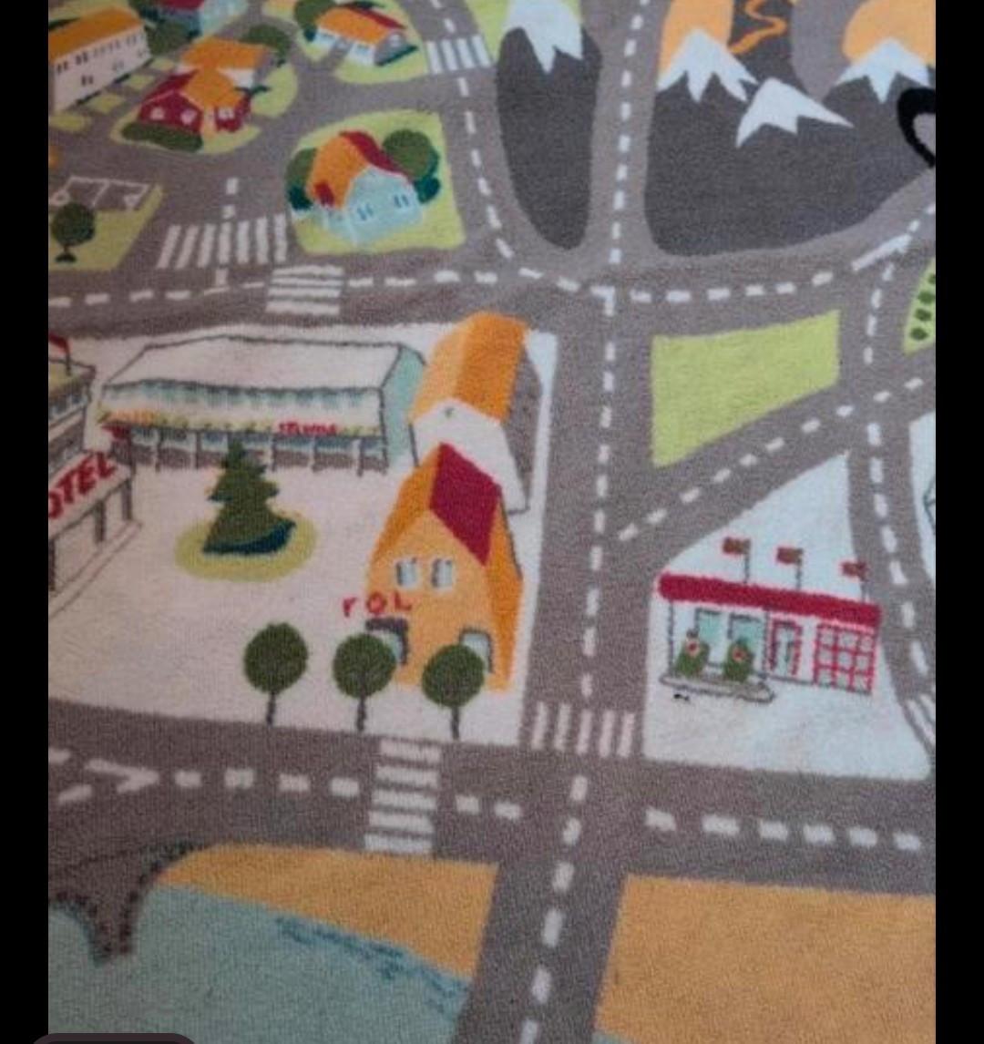 Vloerspeelkleed met huizen en wegen
