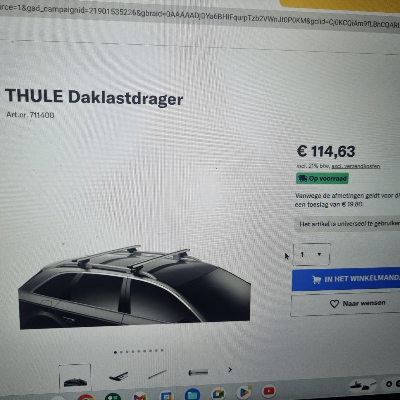 Thule dakdragers sets..lees goed