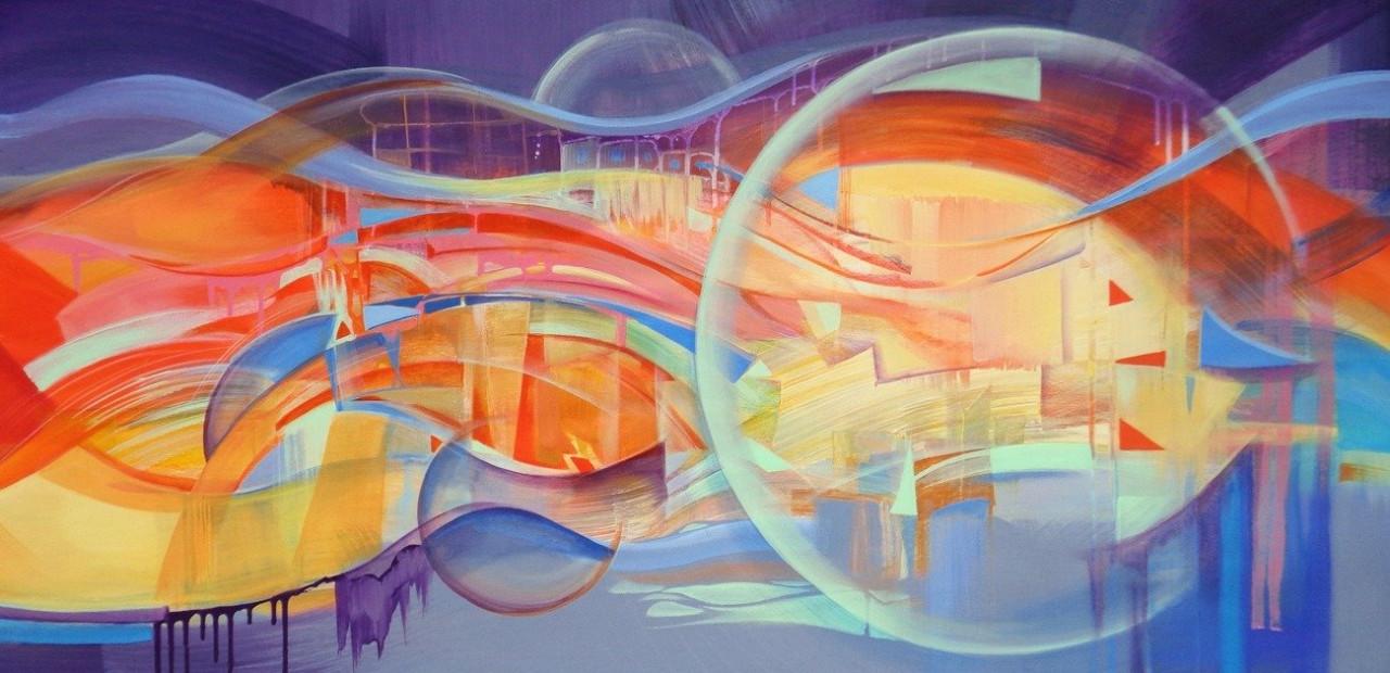 " Day & Night " prachtig Acrylschilderij van Galya Bukova (Bulgarije)