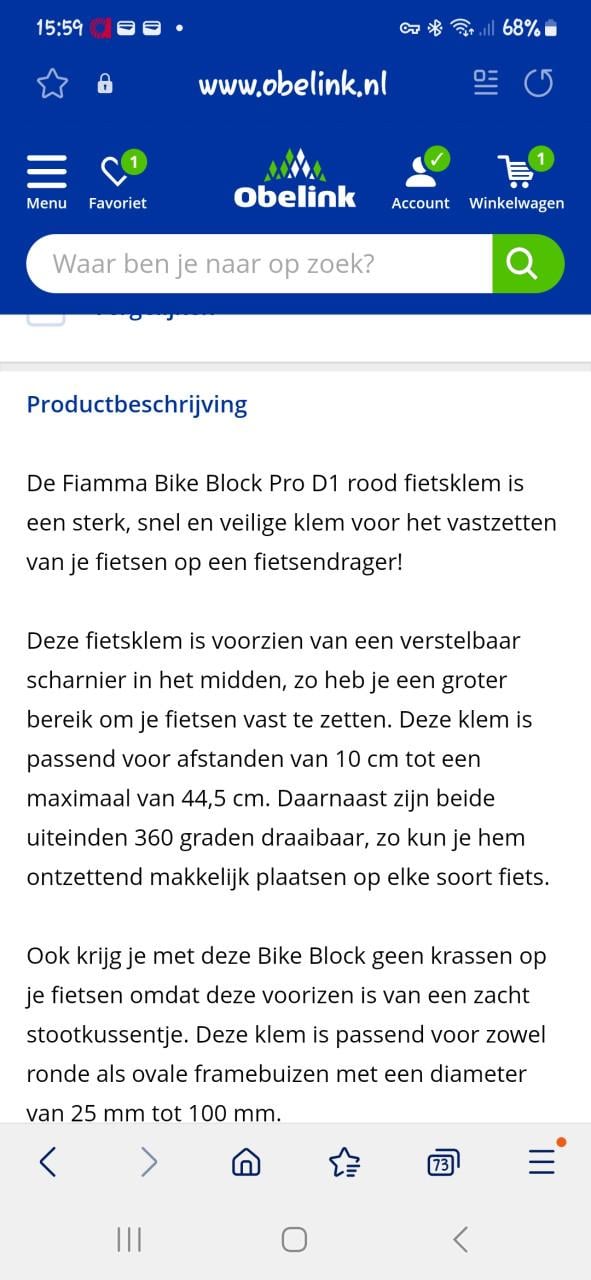 2 Fiamma fietsklem fietsendrager.