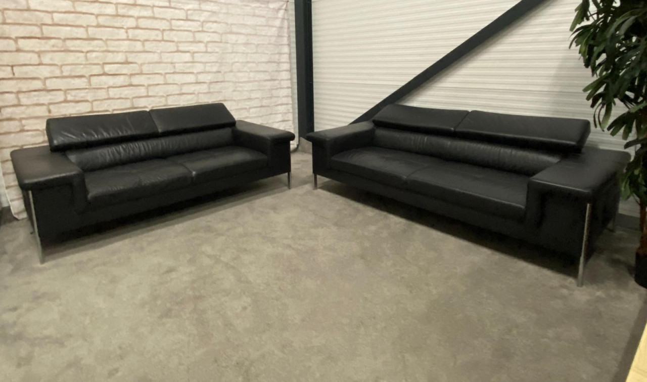 GRATIS LEVERING HEEL NL Antraciet Leer Bankstel 3 + 2,5 Zits
