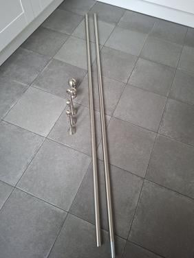 Rvs gordijn roede met eind bollen en verlengstuk