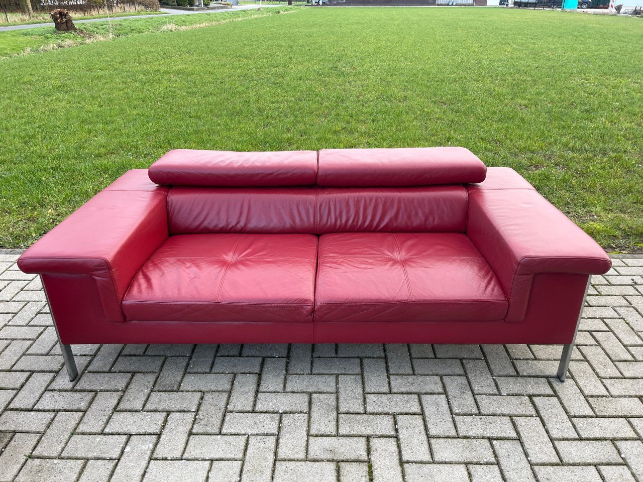 GRATIS LEVERING HEEL NL 2x Montel 3-zits Echt Leer Bankstel