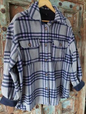 Grijs/lila damesblouse/vest mt Large Hema