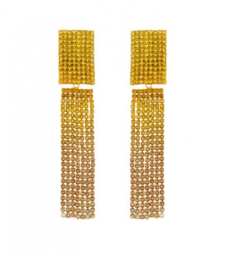 Oorclips geel gekleurde met strass steentjes
