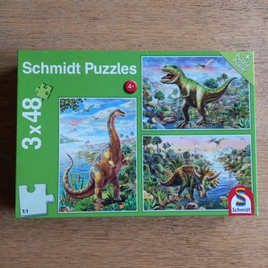 Puzzels dino's 3 × 48 stukjes
