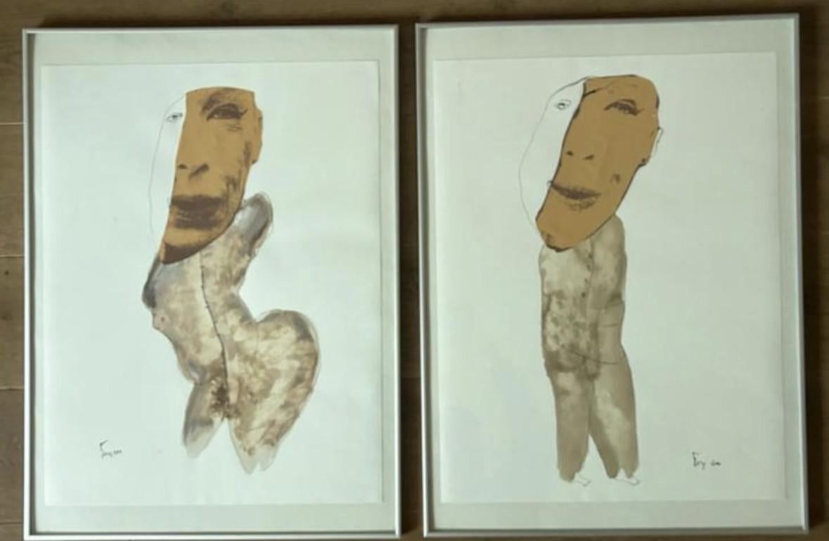 Surrealistisch Tweeluik -Moderne Kunst Abstracte Kunstwerken