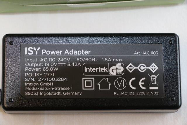 Universal notebook power adapter 65 watts ISY simply connected PO: ISY 2771