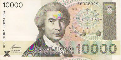 Biljet Kroatie 10000 Dinara 1992