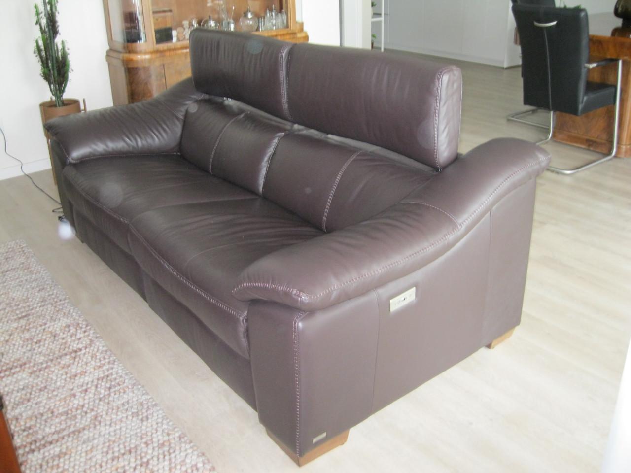 Natuzzi 2,5 elektrische leren relaxbank.