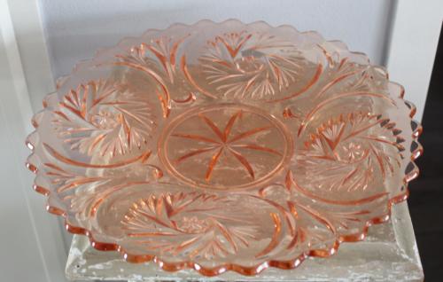 Vintage gebak servies Gebak Roze glas