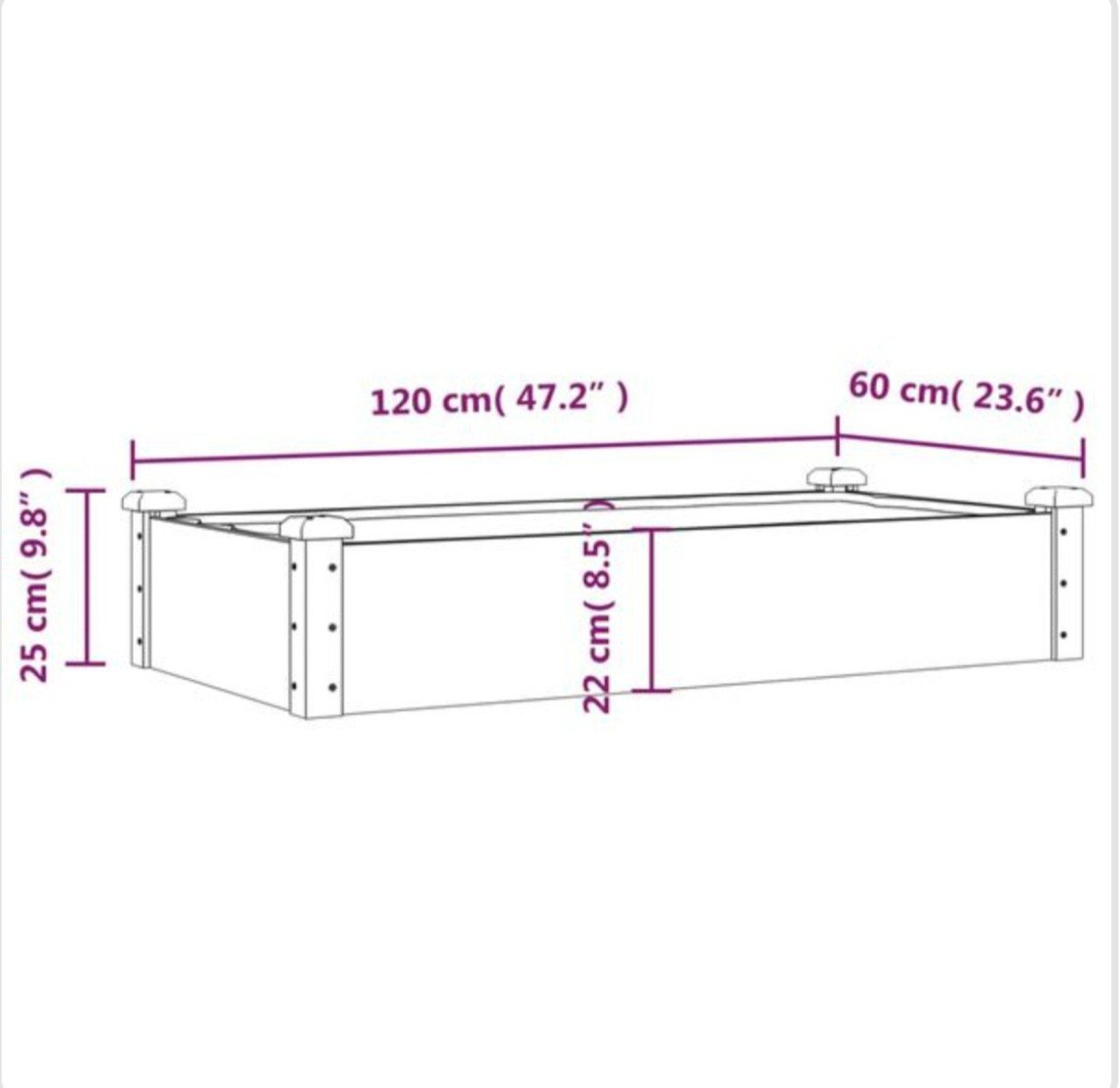 Plantenbak nieuw in doos 120x60x25