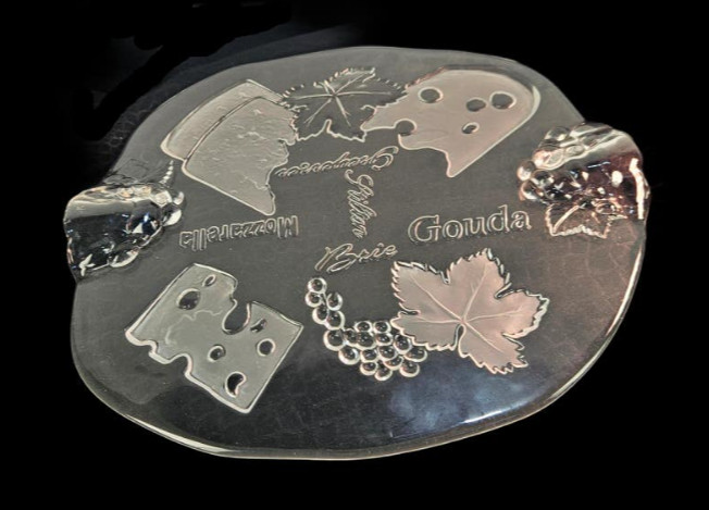 Mooie design kaas serveerschaal (Walther glas)