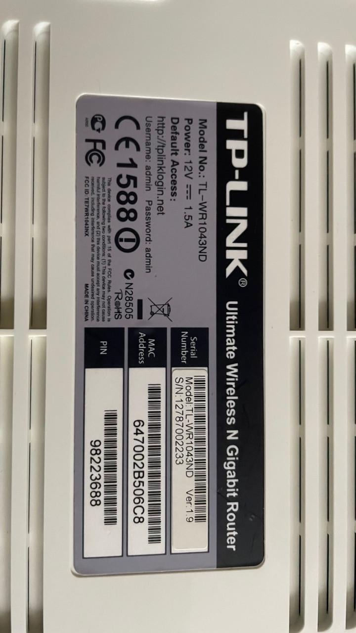 TP-Link TL-WR1043ND Router 802.11n (2,4 GHz)