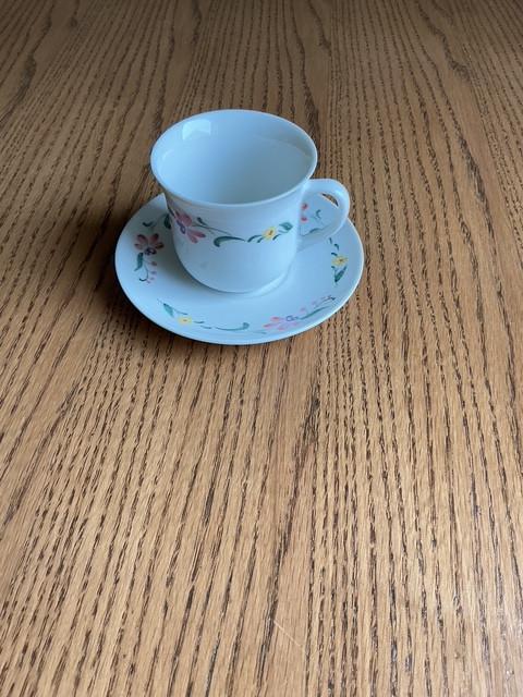 Set van 4 Vintage Kop en Schotel met Bloemenpatroon
