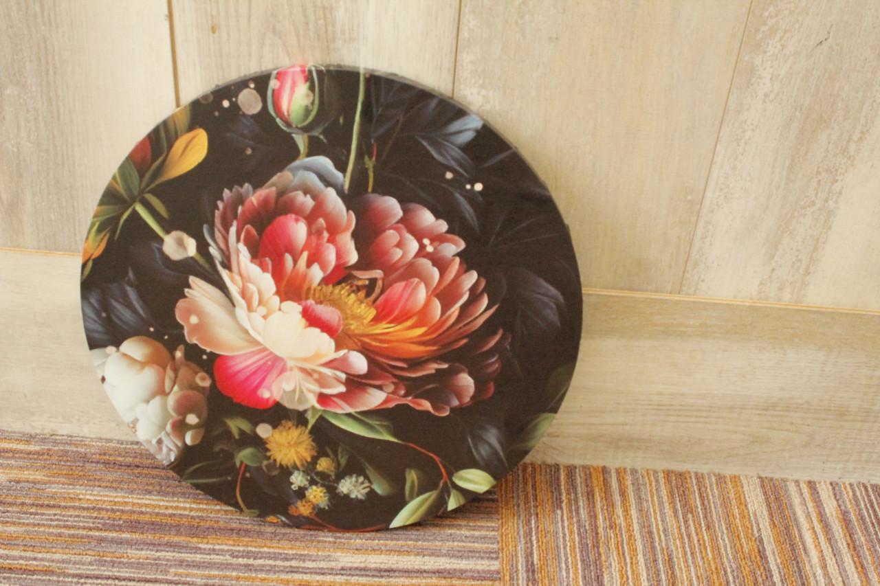 Ronde bloemen canvas
