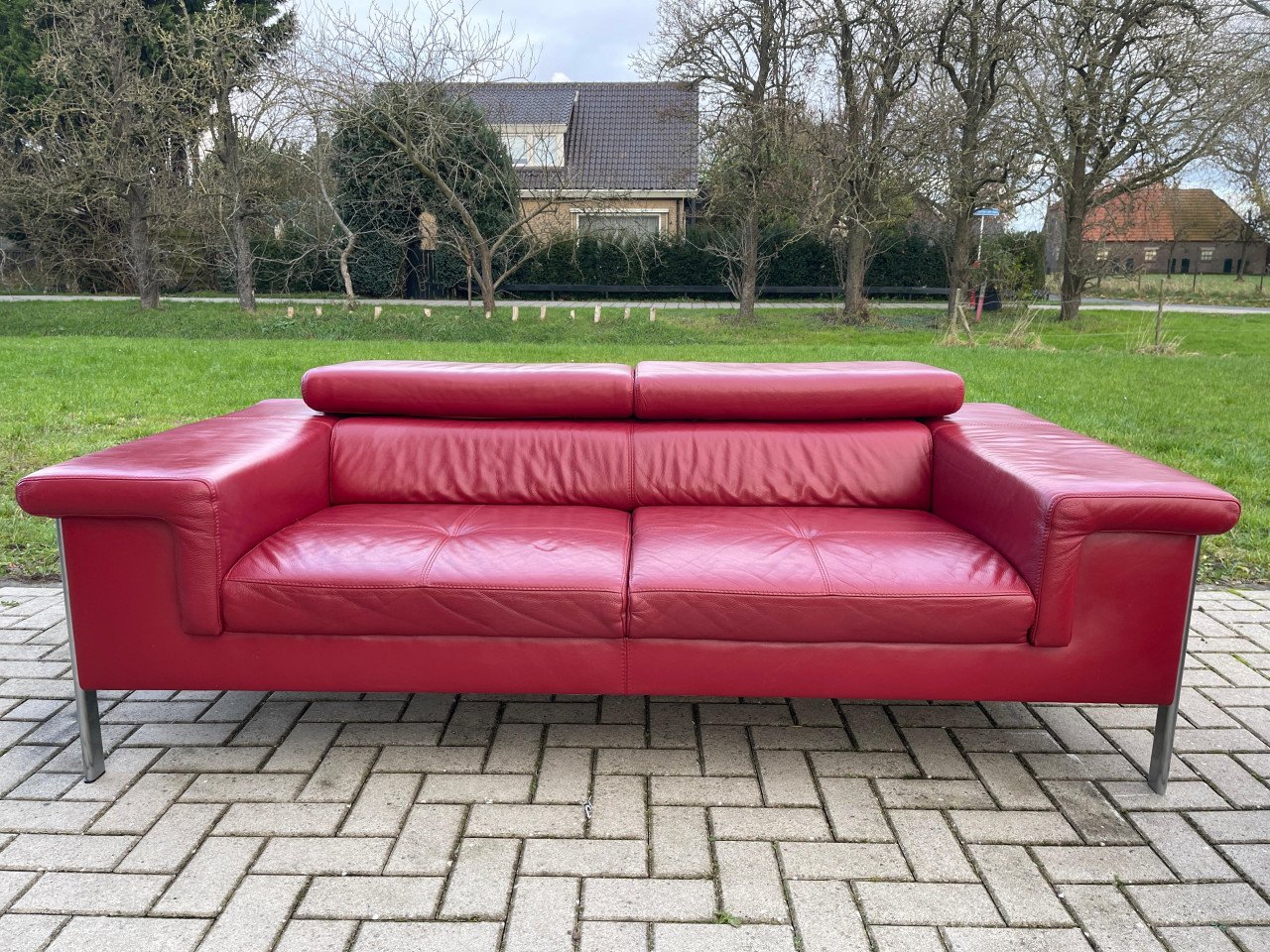 GRATIS LEVERING HEEL NL 2x Montel 3-zits Echt Leer Bankstel