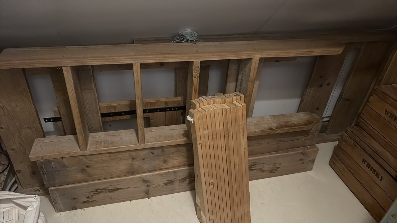 SteigerhoutenStapelbed met trap en raampje, zeer stevig