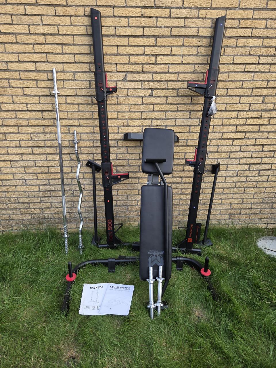 Rack 500, bankje, gewichten ect.