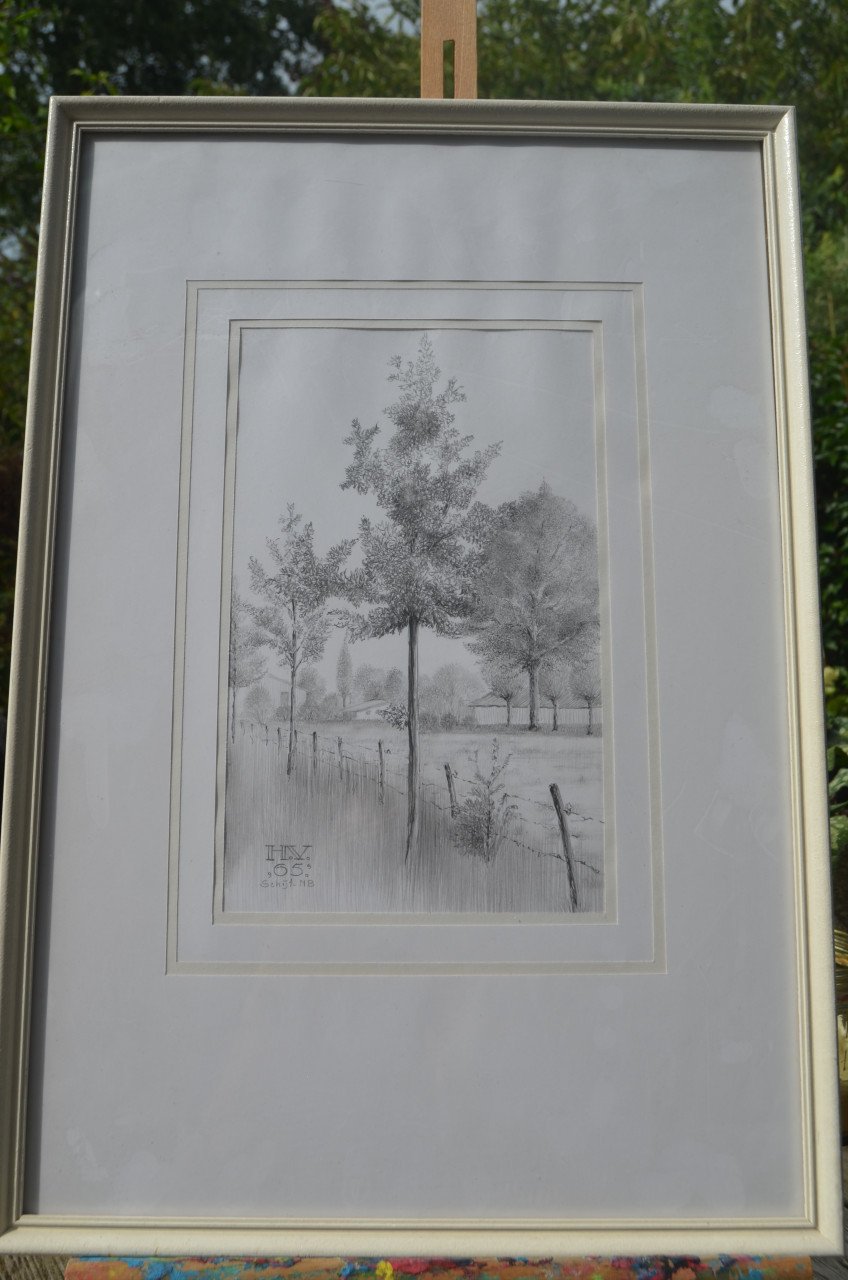 10 x Hendrik Voskuijl (1893 - 1980) potloodtekeningen (2) o.a. Ommen