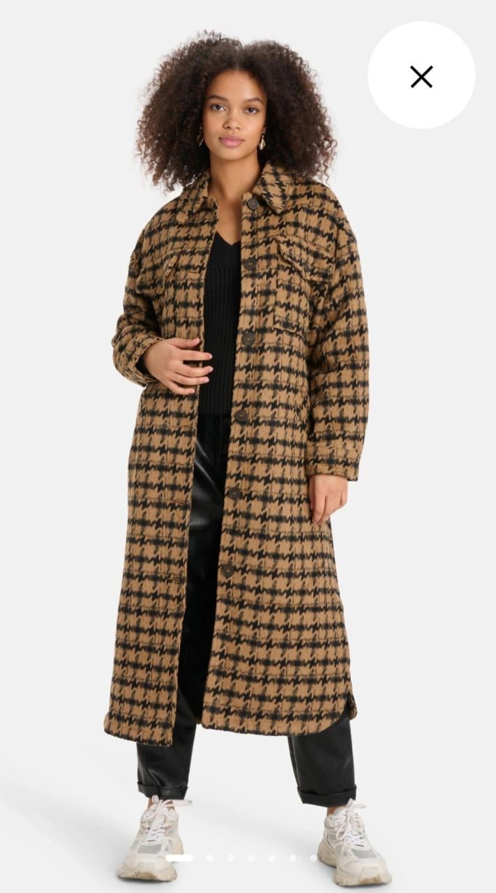 Eksept van Shoeby camel/zwarte pied de poule winterjas Maat L