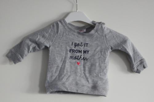 Grijze trui met tekst  maat 74