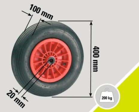 Kunststof luchtband Wielen 2st 400x100