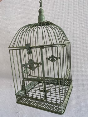 Vintage vogelkooi groen