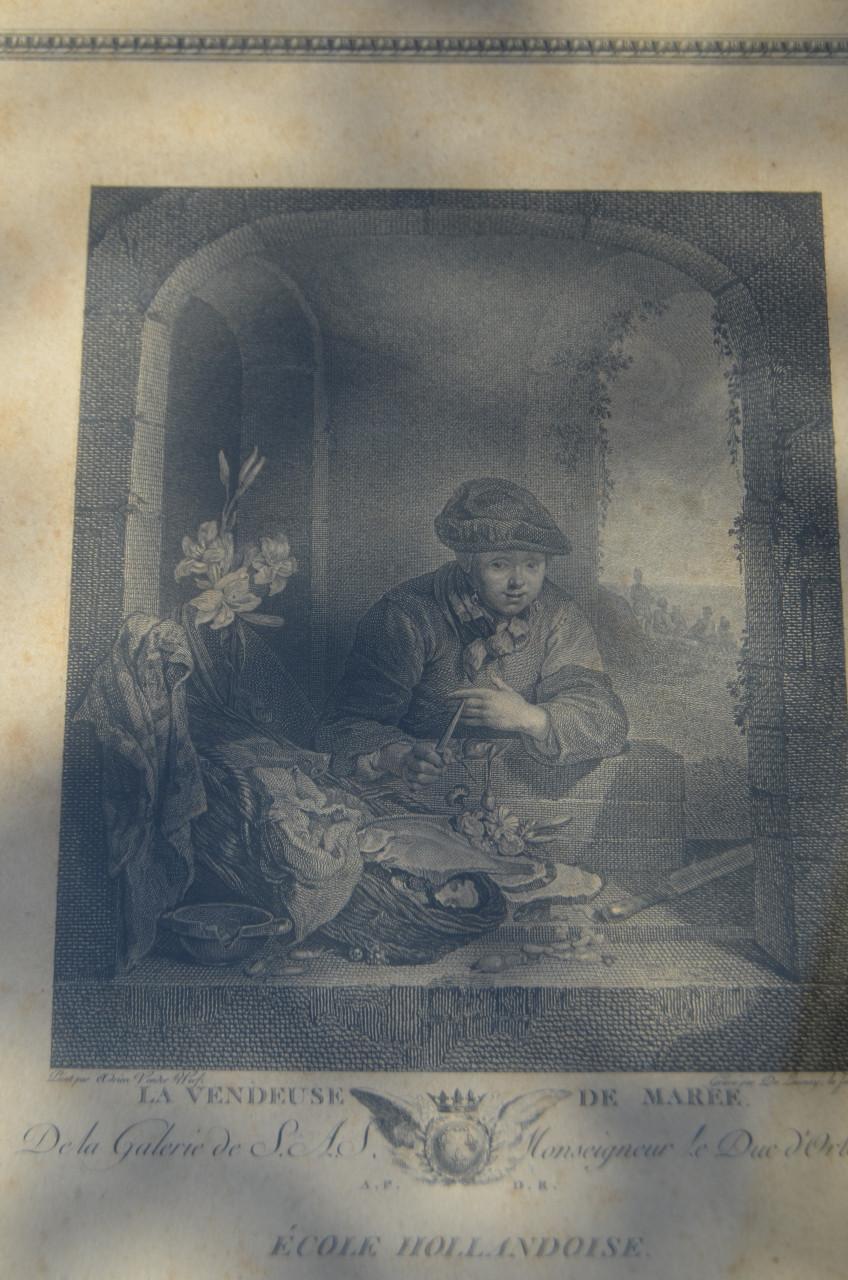 Franse gravure 'La Vendeuse de Maree' circa 1786