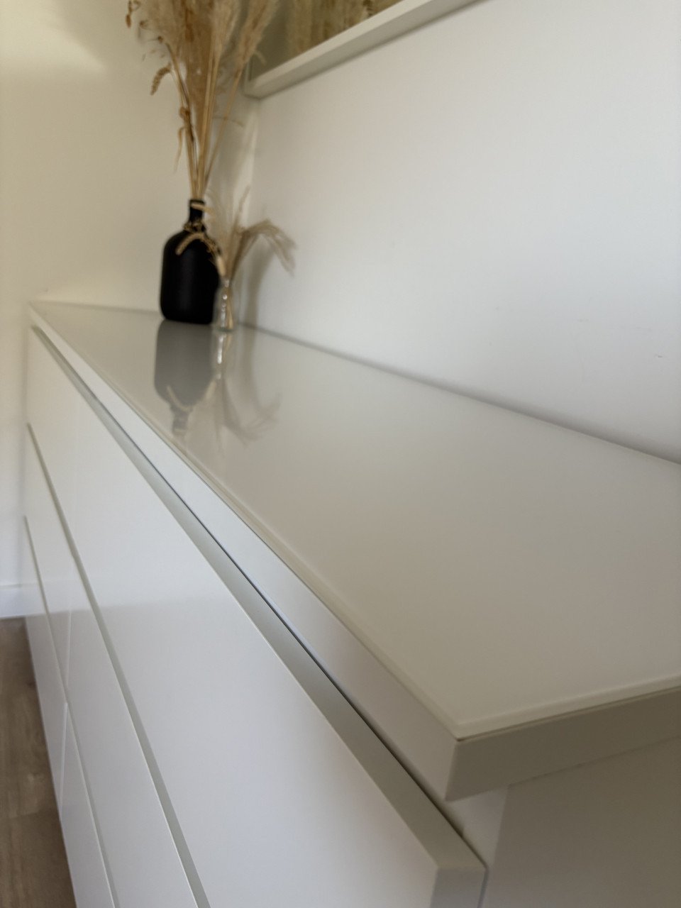 IKEA MALM ladekast wit 6 lades met glasplaat 160x78 cm