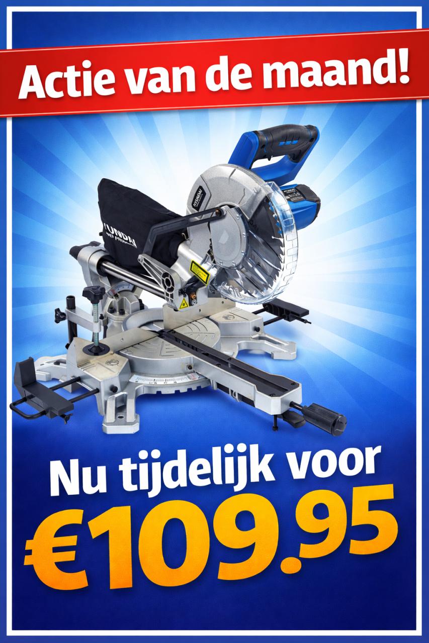 Afkortzaag Hyundai, mét onderstel. ACTIE!!!