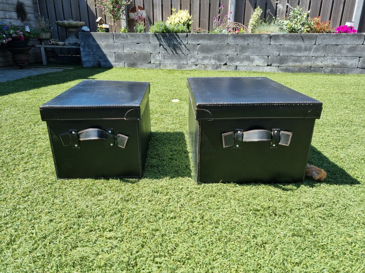 Leren opbergboxen