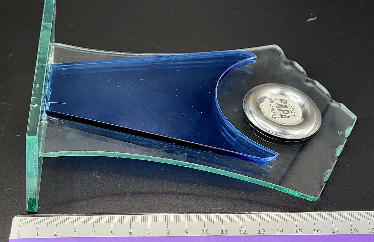 Glazen vaderdag trofee -- leuk en mooi origineler cadeau --