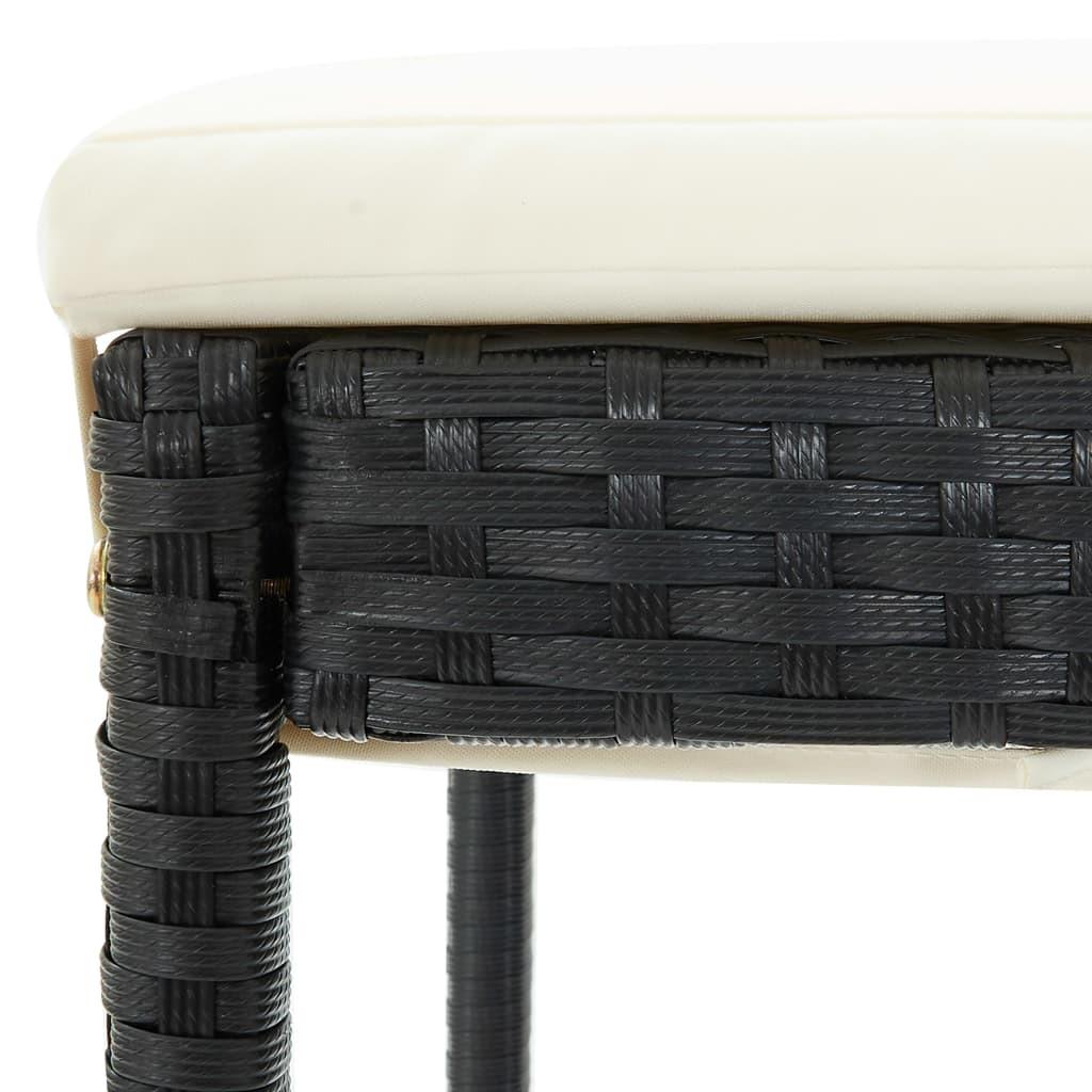 Barkrukken met kussens 2 st poly rattan zwart