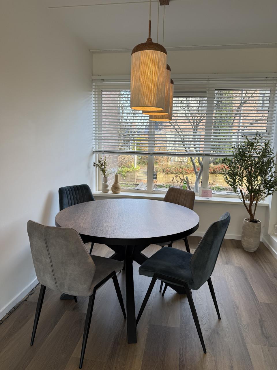 Eettafel mangohout + 4 stoelen