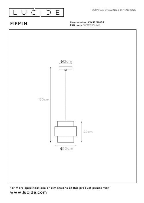Hanglampen Lucide FIRMIN, glas met metalen rand (rond 20cm en 30cm)