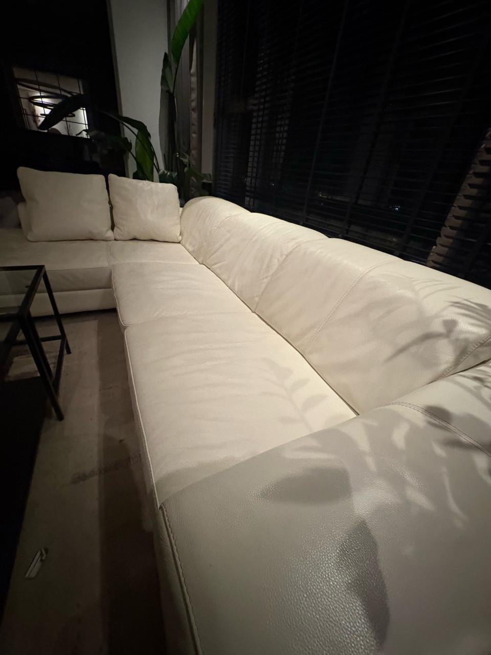 MONTEL Design Leren Hoekbank – Wit – 290cm – Verstelbare Hoofdsteunen