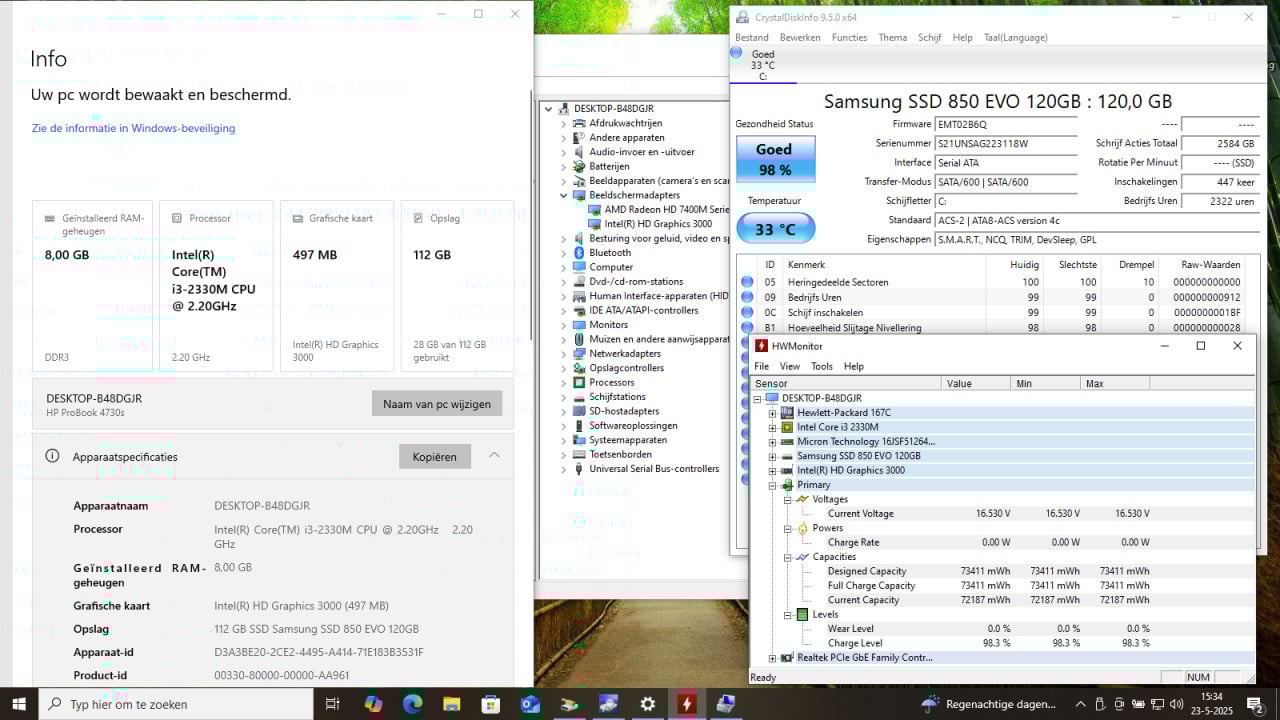 HP ProBook 4730s 17" i3-2330M 8Gb-RAM 128Gb-SSD ATI-7470m Win10Pro 75€