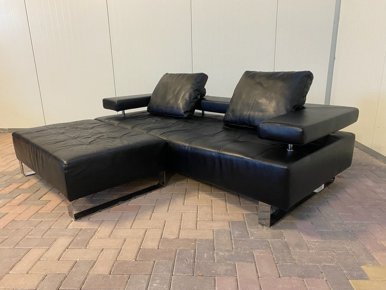 GRATIS LEVERING HEEL NL Montel 3-zits Echt Leren Bankstel met Hocker