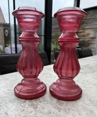 2 zgan Stevige, mooie Kandelaars/ Kaarsenstandaard. 32 cm.