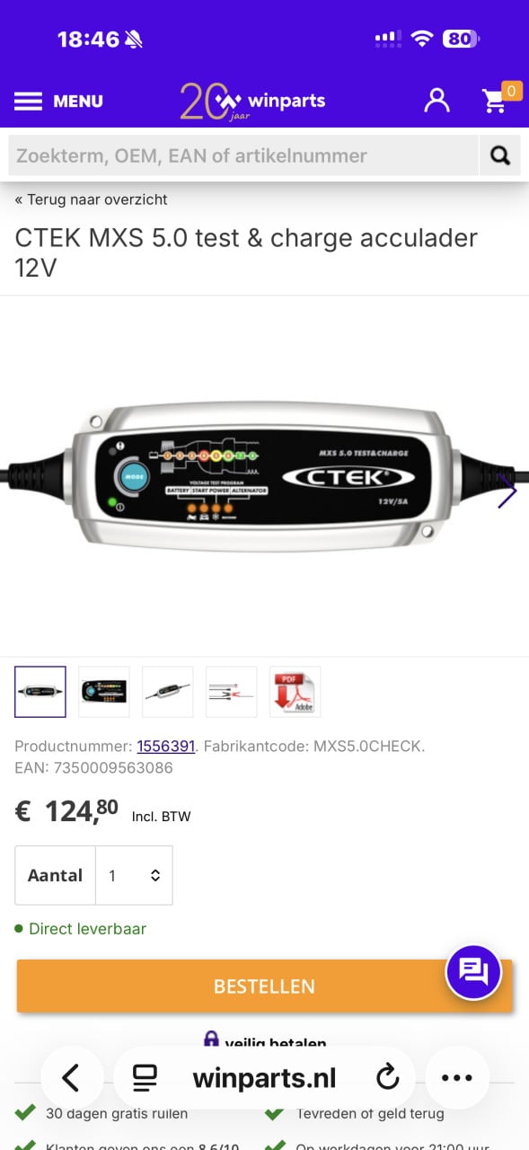 Acculader ctek 12v
