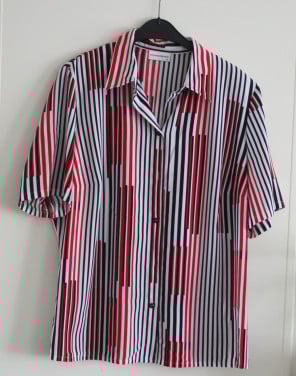 Rood wit zwart gestreepte blouse maat 46